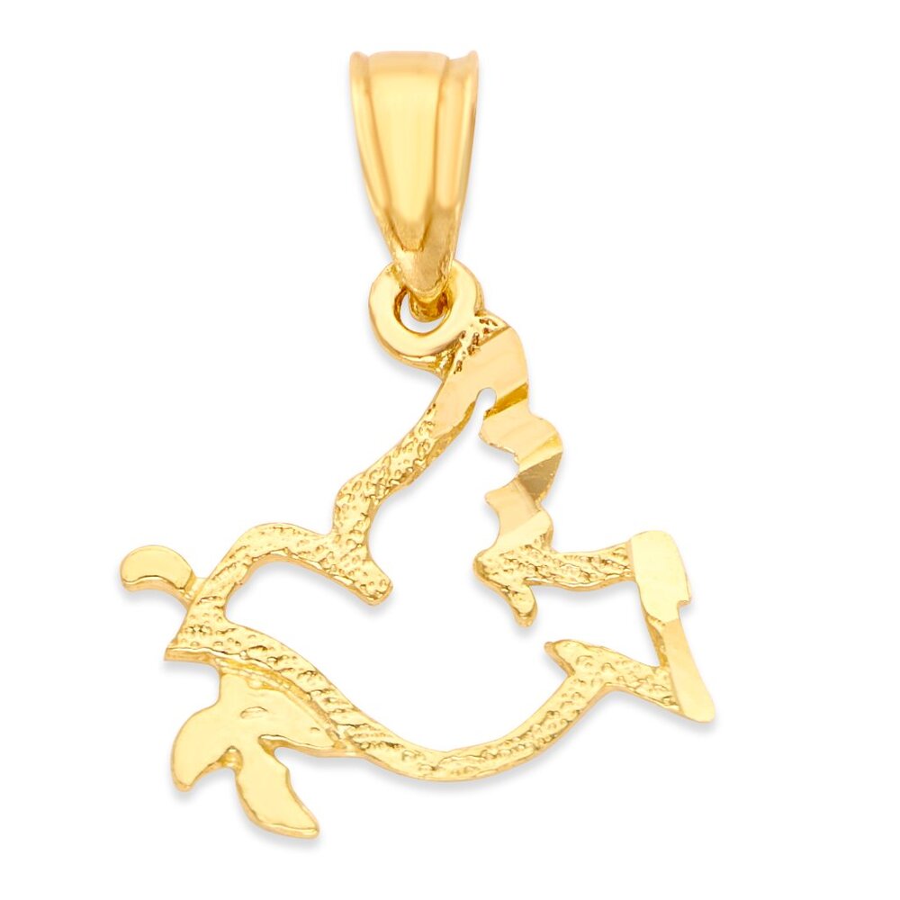 10k Solid Gold Dove Pendant - Religious Jewelry Gifts for Her